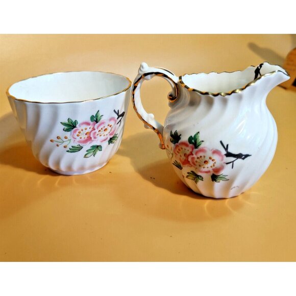 Antique Aynsley Cream & Sugar Set Floral Pattern C1293 - 1930's - Picture 3 of 16